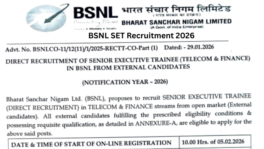 BSNL SET Recruitment 2026
